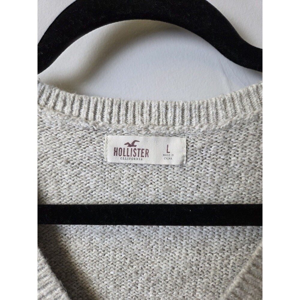 Hollister Womens Gray Fair Isle Knit V-Neck Pullover Sweater Long Sleeve L - Picture 4 of 14